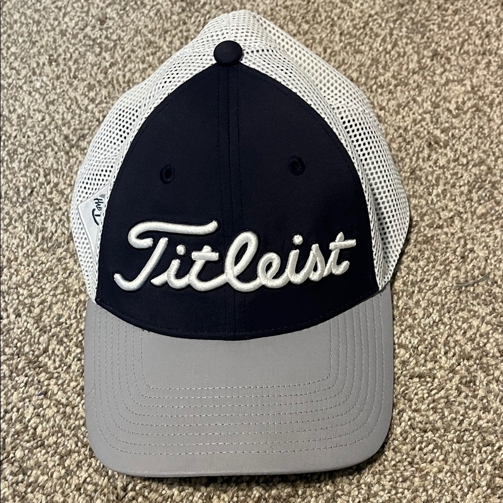 Titleist black and Gray Cap with white mesh backing